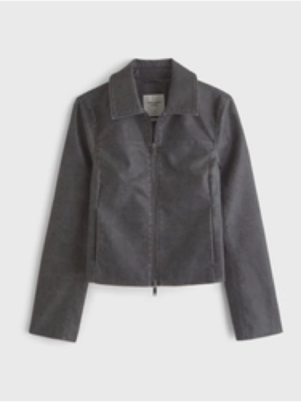 Abercrombie & Fitch Charcoal Grey Zip-Front Leather Jacket